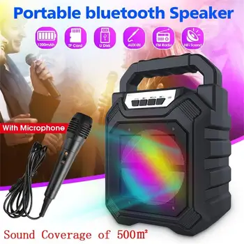 Pārnēsājamie Bezvadu Bluetooth Skaļruni Lielu Skaņas Stereo FM Radio LED Gaismas Ūdensizturīgs Lielas Jaudas Skaļrunis ar Mikrofonu