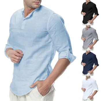Pārrobežu par 2019 Eiropas un Amerikāņu stila Vīriešu apģērbi Stand-apkakles ārējās tirdzniecības kokvilnas veļa ilgtermiņa piedurknēm krekls Amazon eb