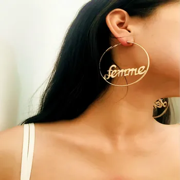 Pārspīlēti ģeometriskā vienkārši dobi zelta auskari sieviešu personības dāsna apli vēstuli radošo auskari rotaslietas, dāvanas