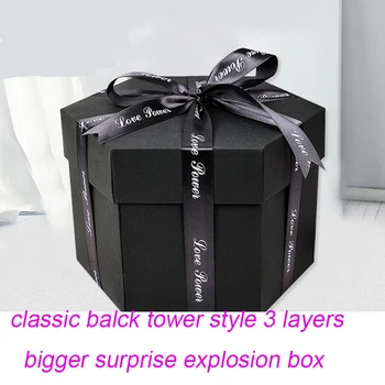 Pārsteigums Tornis Stila 3 slāņi Love Explosion Box Dāvanu Eksplozijas par Jubilejas Albums DIY Foto Albums dzimšanas dienas Dāvana