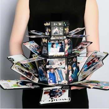 Pārsteigums Tornis Stila 3 slāņi Love Explosion Box Dāvanu Eksplozijas par Jubilejas Albums DIY Foto Albums dzimšanas dienas Dāvana