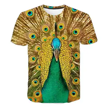 Pāvs T Krekls Vasaras Jaunas Sievietes Krāsu Spalvu sporta Krekls 3D Drukas Dzīvnieku Īsām Piedurknēm Hip Hop Harajuku Streetwear Topi Džemperi