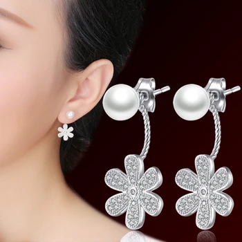 Pērle sudrabs stud auskars anti-alerģiskas 925 tīra sudraba auskari modes aksesuāri īss neckband stud auskars elegants sieviešu