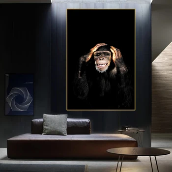 Pērtiķis Gorilla Dzīvnieku Mākslas Ainu Sienas, Mākslas Plakāti un Izdrukas Audekls Krāsošana Sienas Dzīvojamā Istabā, Mājas Dekoru