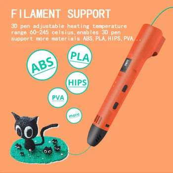 QCREATE ABS TAA Duālais Režīms, 3D Drukāšanas Pildspalvu LCD Ekrāns 60-245 pēc Celsija Apkures Temperatūra 8 Pārnesumu Ātrumu 50M ar 10 Krāsu Pavedienu