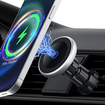 QI 15W Ātrās Uzlādes Magsafe Bezvadu Automašīnas Lādētājs Iphone 12/Iphone 12 Pro Spēcīgu Magnētisko 360 Grādu Rotācijas Auto Telefona Turētājs