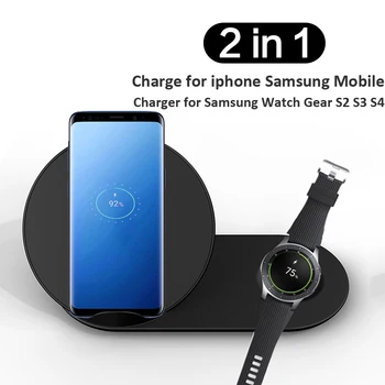 Qi Bezvadu Lādētāju Kandidēt Samasung S9 S10 iphone 11 pro XS 10W Ātri Wireles Uzlādes Staciju Samsung Watch Rīku S2 S3 S4