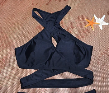 QIANG YI 2019 Augsta Kakla Sexy Bikini Komplekts Sieviešu Peldkostīmi Sieviešu Peldkostīms Push Up Krusta Pavada peldkostīms Vasaras Stilu Beachwear
