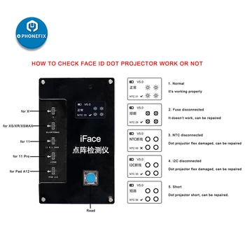 Qianli IFace Matricas Testeri Sejas Dot Projektoru iPHONE X-11 Pro Max iPAD A12 Face ID Testēšana, Remonts Ātru Diagnozes Noteikšanas