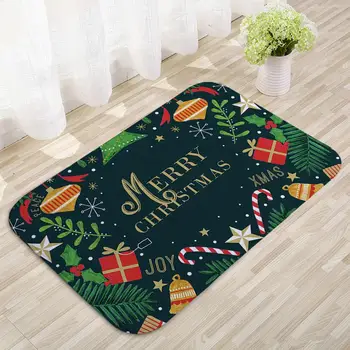 QIFU Ziemassvētku Paklāja grīdas paklājs Istabā, neslīdoša Flaneļa Mat Paklājs Santa Claus Ziemassvētki Sniegavīrs, ziemassvētku rotājumi home 2020
