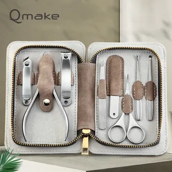 Qmake Profesionālā Manikīra augstākās Kvalitātes Instrumenti Nerūsējošā Tērauda Naglu Clipper Pedikīra Komplekts ar Šķērveida Tweezer