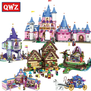 QWZ Draugiem Snow White Sērijas Celtniecības Bloki noteikta Modeļa Ķieģeļi Izglītības Meitene Rotaļlietas Bērniem Dāvanas