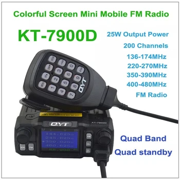 QYT KT-7900D Mobilo Radio 25W Quad Joslā Quad Displejs 144/220/350/440MHZ Automašīnu Mobilo Radiosakaru Ham Radio Stacijas KT7900D