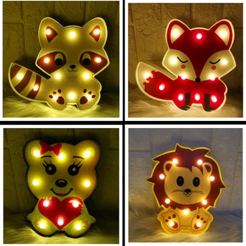 Radošuma Led Nakts Gaisma Krāsotas Fox Panda, Lauva Dzīvnieku Formas, Dekoratīvās Lampas Galda Lampas NightLights Bērniem Ziemassvētku Dāvanu