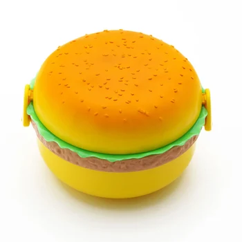 Radošuma Plastmasas Bērni Hamburger Bento Pusdienu Kastes Pārtikas Uzglabāšanas Tvertnes ar Dakšiņu, Izolācijas Pusdienas Kaste Bento Konteineru