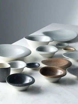 Radošā Akmens vakariņas plāksnes radošo nūdeles bļoda personības plate mājas Ziemeļvalstu galda uzstādīt keramikas bļodas plāksnes retro trauki
