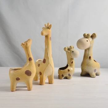Radošā Eiropas stila Keramikas Žirafe Cute Karikatūra Sukulenti Puķu Podi Dzīves Telpu Dekorēšana Home Decorat Rotājumi