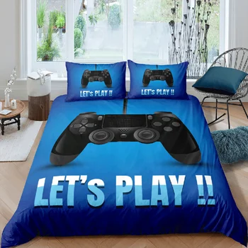 Radošā Gamepad Sedziņas pārvalks 200x200 divguļamā gulta, segas, gultas Komplekts 90 Jaunieši, divguļamā gulta veļa Melnā Mierinātājs Bed Cover Set Spēlētājs