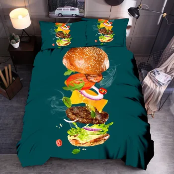 Radošā Hamburger Gultas komplekts Zēns Burrito Pārtikas Duvet Cover set Burger Gulta līnijas pusaudžu bērns garšu, Mājas Tekstila maize gultas komplekts