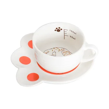 Radošā Kaķu Ķepu Keramikas Plāksnes Krūze Uzstādīt Karikatūra Kaķēns Kafijas Piena Krūzes Bērniem Kausa Biroja Virtuves Drinkware Dāvanu Karstā Pārdošanas