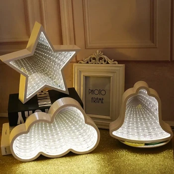 Radošā LED 3D Nakts Gaismas Mākonis Tuneļa Forma, Bērnu Istabas Gultas Lampa, Dekoru Jaunas