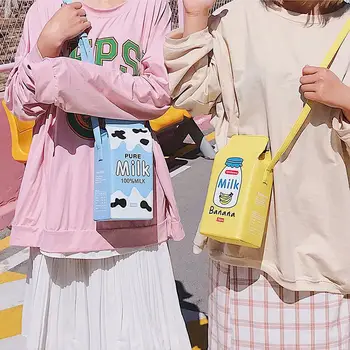 Radošā piena lodziņā sieviešu plecu somas, dizaineru cute augļu drukāt dāma messenger crossbody somas harajuku sieviešu mazās somiņas 2020