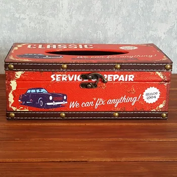 Radošā vintage aksesuāri, koka un kartona kastes salvešu kastes ūdensizturīgs audu kastes