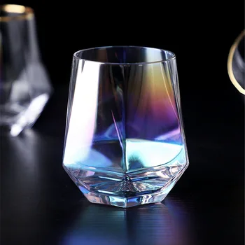 Radošā Ģeometrija Stikla Kauss Zelta Loka Crystal Caurspīdīga Mūra Kafijas Krūze, Vīna kokteili, Piena Tējas Tase Drinkware Pāris Dāvanas