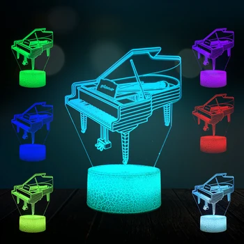 Radošās Mūzikas Klavieres Mūzikas instrumentu 3D Lampas LED USB Garastāvokli Nakts Daudzkrāsains Gaismas Slēdzi Touch Tālvadības Luminaria Mainīt Galda