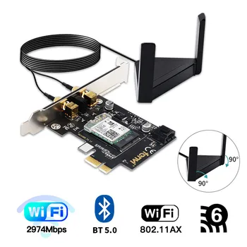 Rakstāmgalda PCIe Dual Band 3000Mbps Wi-Fi, Bluetooth 6 5.0 Wifi Adapteris Intel AX200 Bezvadu Karte 802.11 ac/ax MU-MIMO OFDMA