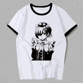 Ram/Rem T krekls Re:nulles Kara Hajimeru Isekai Seikatsu no Jauna Dzīve citā Pasaulē Kawaii Māsas cosplay T cottontees topi