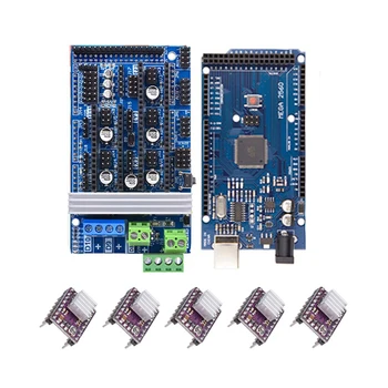 Rampas 1.6 Komplekts Mega 2560 R3 par arduino + 1gb RAMPAS 1.6 Kontrolieris + 5gab DRV8825 Stepper Vadītāja Modulis 3D Printera Komplekts