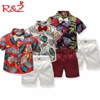 R&Z 2019 Zēni Kopa Ar Īsām Piedurknēm Krekls Bikses 2 Gabals, Kas Josta Dāvanu Vasaras Karstā Sprādziena Džentlmenis Zēns Zīdaiņu Apģērbu