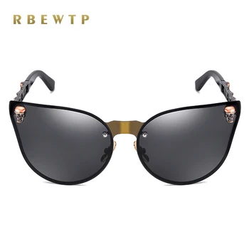 RBEWTP 2019 Modes Sieviešu Gothic Saulesbrilles Galvaskausa Rāmis Metāla Templis Augstas Kvalitātes Zelta Saules brilles Oculos De Sol Feminino Luksusa