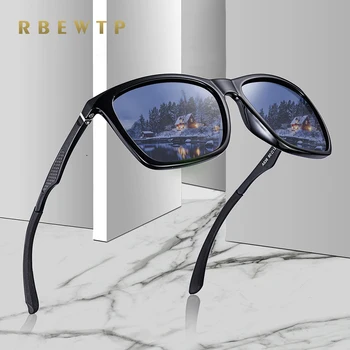 RBEWTP Alumīnija Magnija Kāju Mens Polarizētās Saulesbrilles Kvadrātveida Spoguļi Ieplests, Saules Brilles oculos Vīriešu Briļļu Aksesuāri Vīriešiem