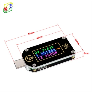 RD TC66/TC66C Tipa C PD izraisīt USB-C Voltmetrs ammeter spriegums 2 veidu norēķinu metru multimetrs PD lādētājs akumulators USB Testeris