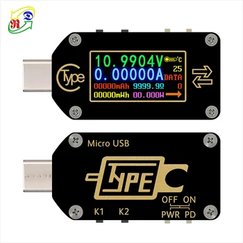 RD TC66/TC66C Tipa C PD izraisīt USB-C Voltmetrs ammeter spriegums 2 veidu norēķinu metru multimetrs PD lādētājs akumulators USB Testeris