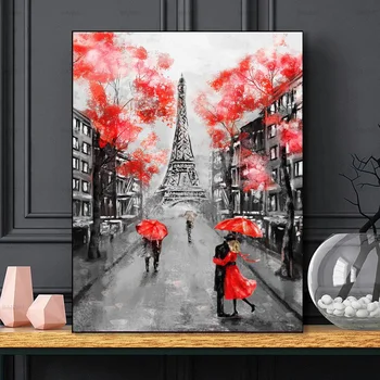 Red Ziedu Plakāti Parīzes Torņa Attēlu Ziemeļvalstu Kanvas Glezna uz dzīvojamo Istabu Meitenes Guļamistabā Sienas Mākslas Izdrukas Modes Mājas Dekoru