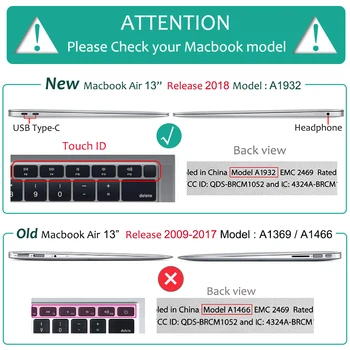 Redlai Slim ASV Versija korejas tastatūras Vāciņš Macbook Air 13 2018. gadam ar Touch ID un Retina Displeju