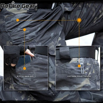 ReFire Rīku Vīriešu Taktiskās Bikses Multi Kabatas Maskēties Armijas Kaujas Kravas Bikses Militāro Ripstop Dropshipping Gadījuma Bikses