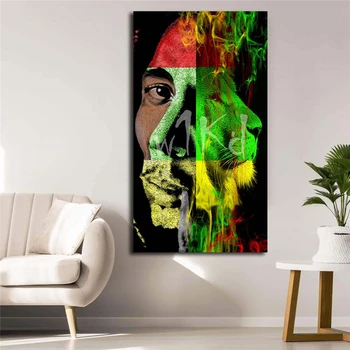 Regeja Bob Marley Rasta Lauva Tapetes Mākslas Audekla Plakāta Krāsošana Sienas Attēlu Drukas Mūsdienu Mājas Guļamistaba Dekorēšana Ietvaros HD