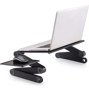 Regulējams alumīnija sakausējuma klēpjdatoru galda ergonomisks pārnēsājams gultas paplāte PC galda rāmis ar peles paliktņa