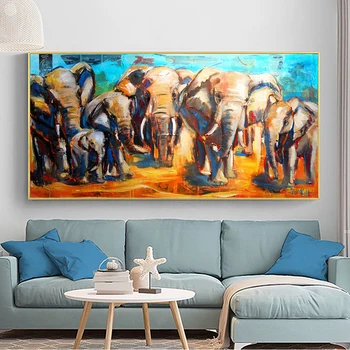 RELIABLI MĀKSLAS Krāsains Zilonis Dzīvnieku Attēlus, Mātes Un Bērna Sienas Audekls Gleznas Dzīvojamā Istaba Dekoratīvs Plakāts, BEZ RĀMJA