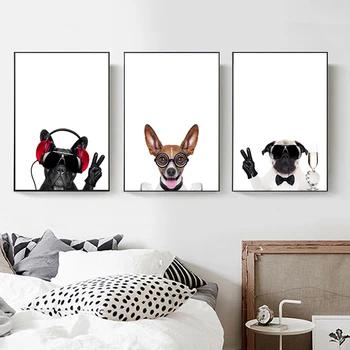 RELIABLI MĀKSLAS Pet Suns, Dzīvnieku Attēli, Plakāti Un Drukas Audekla Apgleznošana Sienu Mākslas Dzīvojamā istaba Modern Home Decoration bez rāmīša