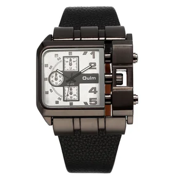 Reloj hombre deportivo OULM Zīmola Sākotnējais Unikālais Dizains Laukumā Vīriešu rokas Pulkstenis Liela Mēroga Skala Ikdienas Ādas Siksniņa Kvarca Skatīties