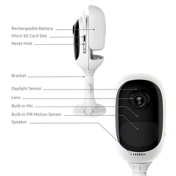Reolink Argus Pro Stieples-Bezmaksas IP Kameras 1080P Āra Full HD Bezvadu Ūdensizturīgs Drošības WiFi Video Uzlādējams Akumulators