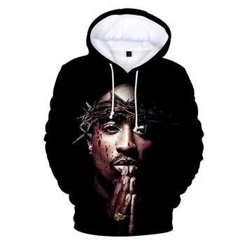Reperis Tupac Shakur Hoodies Hip Hop Tautas 2Pac 3D Hoodies sporta Krekls Rudens Modes Silts Hoodies Vīrieši Sievietes Lielgabarīta Hoodies