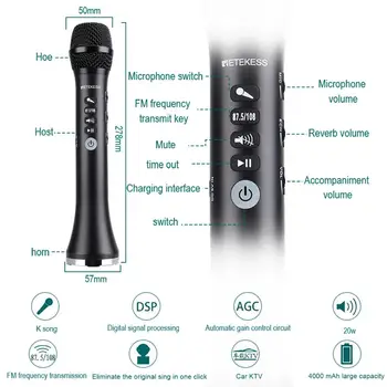 RETEKESS TR617 15W Bezvadu Mikrofonu, Skaļruņu Audio Mikrofons iebūvēts Bluetooth FM izejas frekvenci Savienojumu karaoke