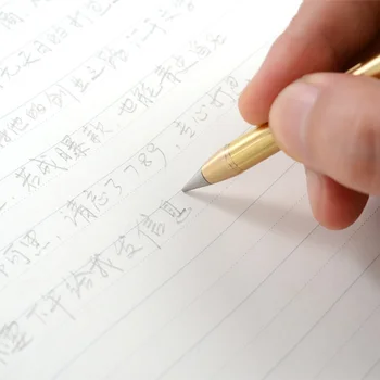 Retro Misiņa Inkless Pildspalvu Tīra Misiņa Metāla Nē-tintes Pildspalvas Vara Dāvanu Pen Irbuli Mūžīgā Zīmuli Āra Ceļojumu 1GB