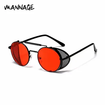 Retro Steampunk Saulesbrilles Kārta UV400 Metāla Saulesbrilles Vīrieši Sievietes Vasaras Modes